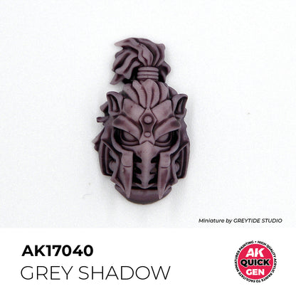 AK Interactive Quick Gen Grey Shadow miniature painted in balanced midtone grey, ideal for shadows and terrain effects.