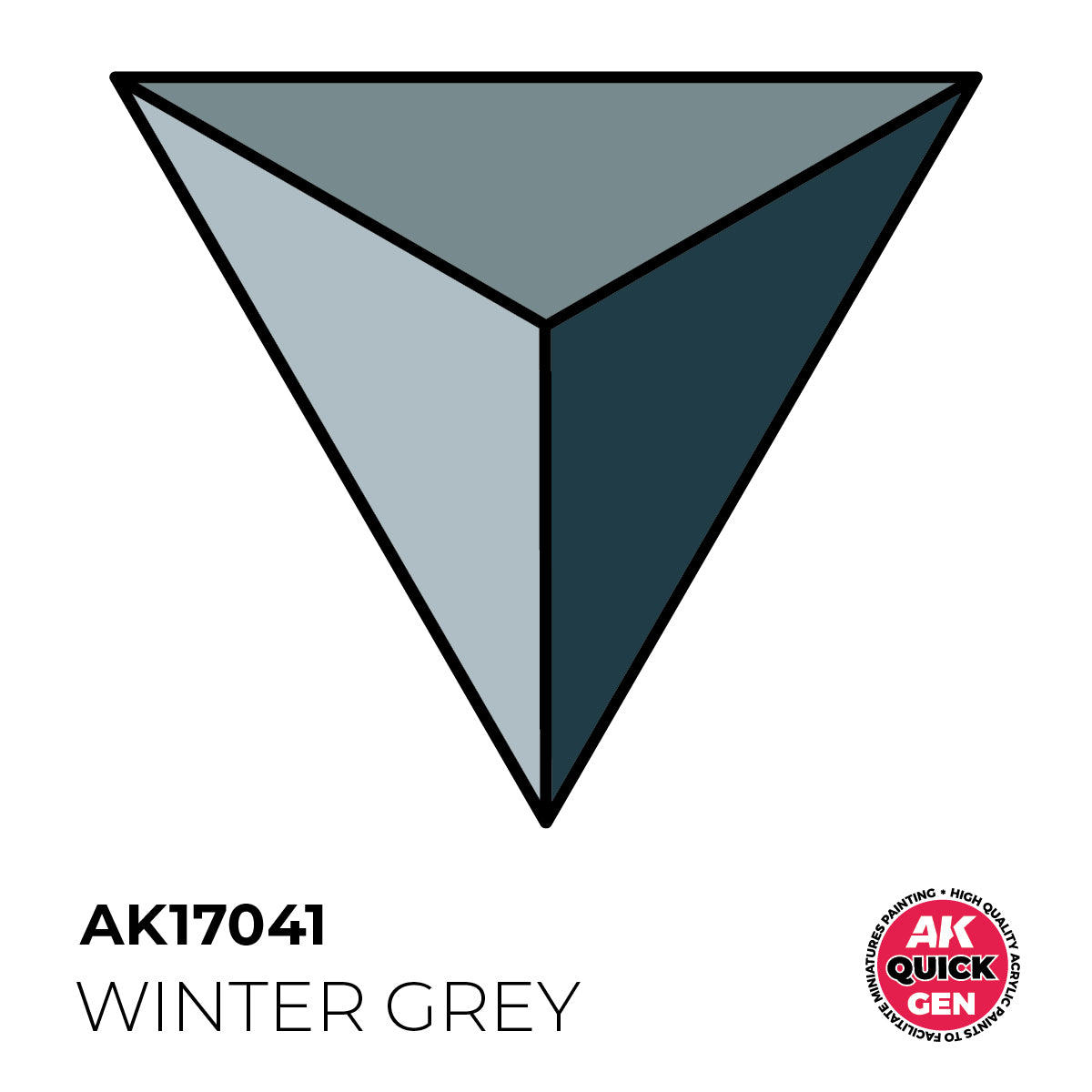 AK Interactive Quick Gen Winter Grey shows a soft cool winter tone ideal for frosty bases, ice effects, and cold-weather miniatures.