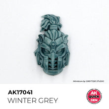 AK Interactive Quick Gen Winter Grey miniature helmet painted in cool pale grey for frosty and winter-themed settings.