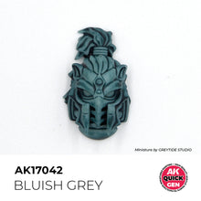 AK Interactive Quick Gen Bluish Grey miniature paint on detailed sci-fi helmet with cool grey and blue undertones.