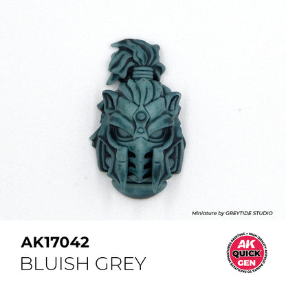 AK Interactive Quick Gen Bluish Grey miniature paint on detailed sci-fi helmet with cool grey and blue undertones.