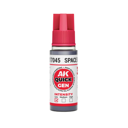 AK Interactive Quick Gen Space Grey 18ml bottle of mid-dark grey contrast paint for sci-fi and industrial models