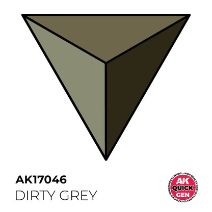 AK Interactive Quick Gen Dirty Grey swatch showing gritty neutral shade for weathering ruins and battlefield basing effects.