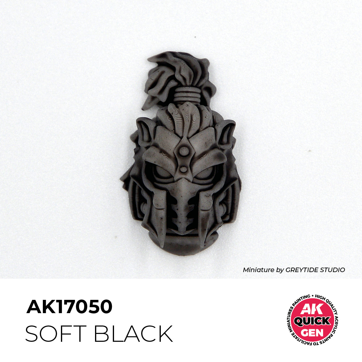 AK Interactive Quick Gen Soft Black miniature showing subtle charcoal matte shading for shadows and soft details.