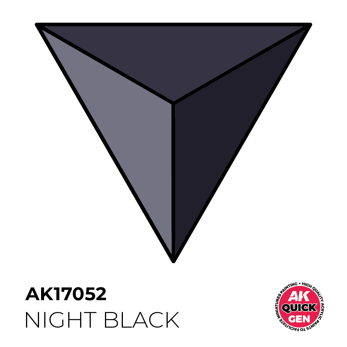 AK Interactive Quick Gen Night Black showing a matte desaturated black tone ideal for shadowed cloth and stealth gear effects.