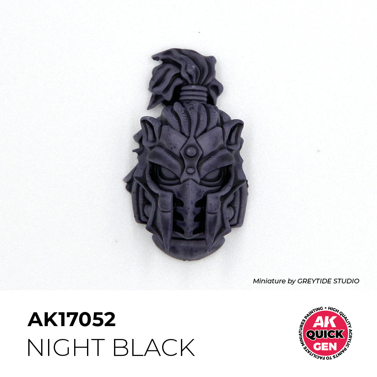 AK Interactive Quick Gen Night Black paint sample showing matte, desaturated charcoal tone ideal for shadows and dark miniature details.