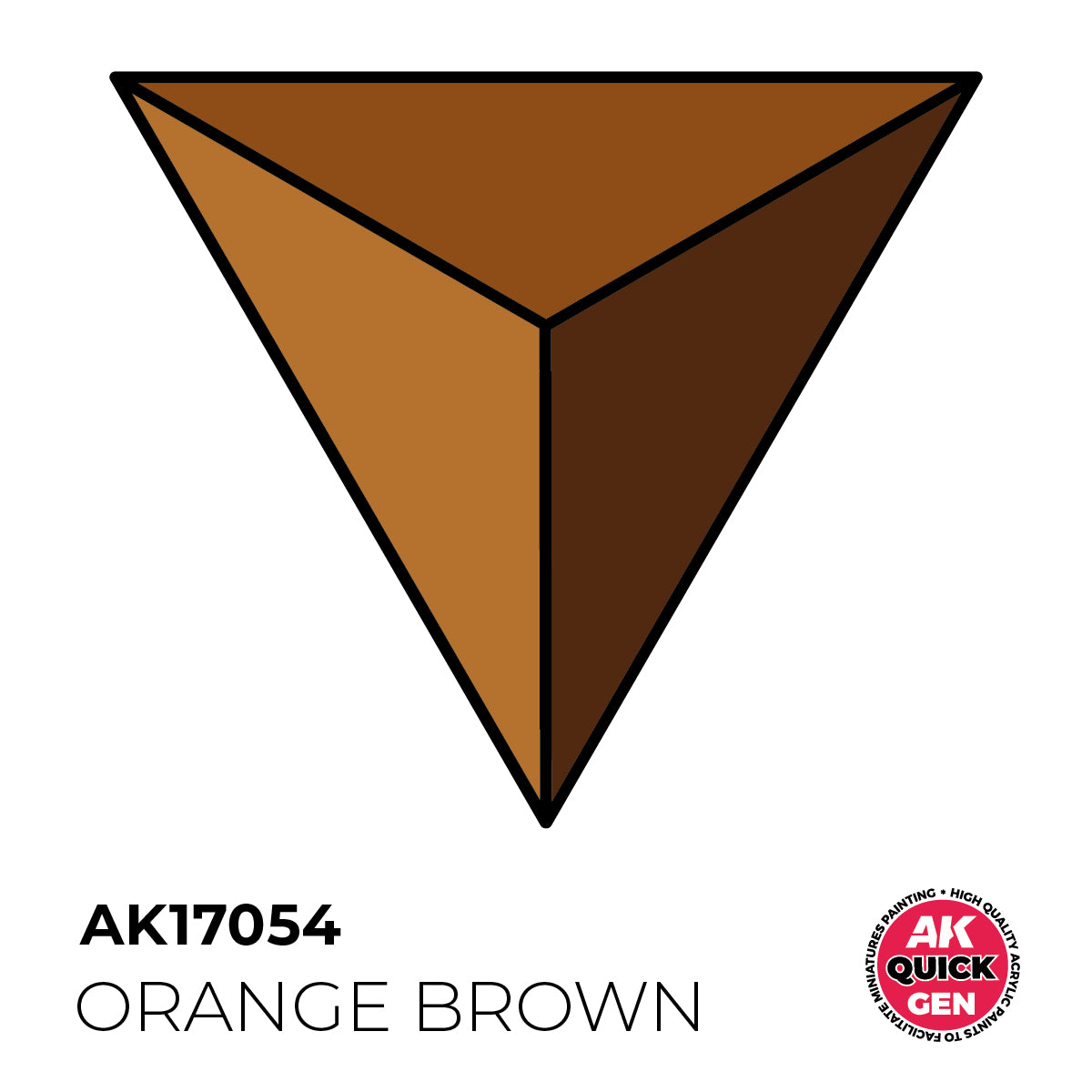 AK Interactive Quick Gen Orange Brown paint showing a warm, vivid earth tone with matte finish for miniatures.