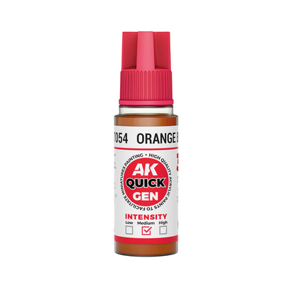 AK Interactive Quick Gen Orange Brown 18ml bottle with warm earth tone paint ideal for miniatures and terrain contrast painting.