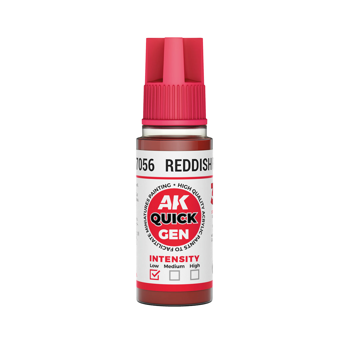 AK Interactive Quick Gen Reddish Flesh 18ml bottle with warm reddish tone for miniature skin contrast painting.