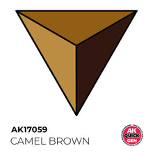 AK Interactive Quick Gen Camel Brown showing warm, dusty camel tone ideal for desert miniatures and natural basing.