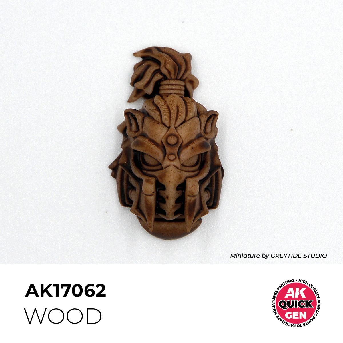AK Interactive Quick Gen Wood showing natural mid-brown tone enhancing wooden miniature details with a matte finish.