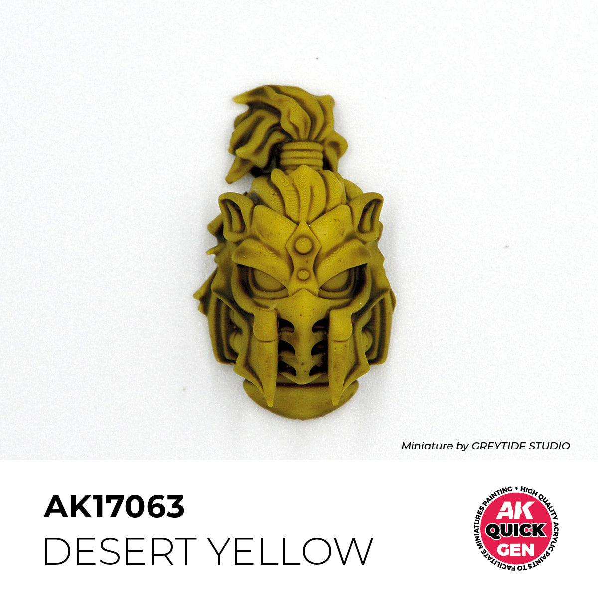 AK Interactive Quick Gen Desert Yellow painted detailed miniature helmet with a matte desert yellow finish.