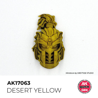 AK Interactive Quick Gen Desert Yellow painted detailed miniature helmet with a matte desert yellow finish.
