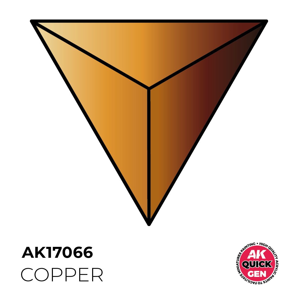 AK Interactive Quick Gen Copper swatch showing warm metallic copper with reddish undertones and matte-metallic finish.