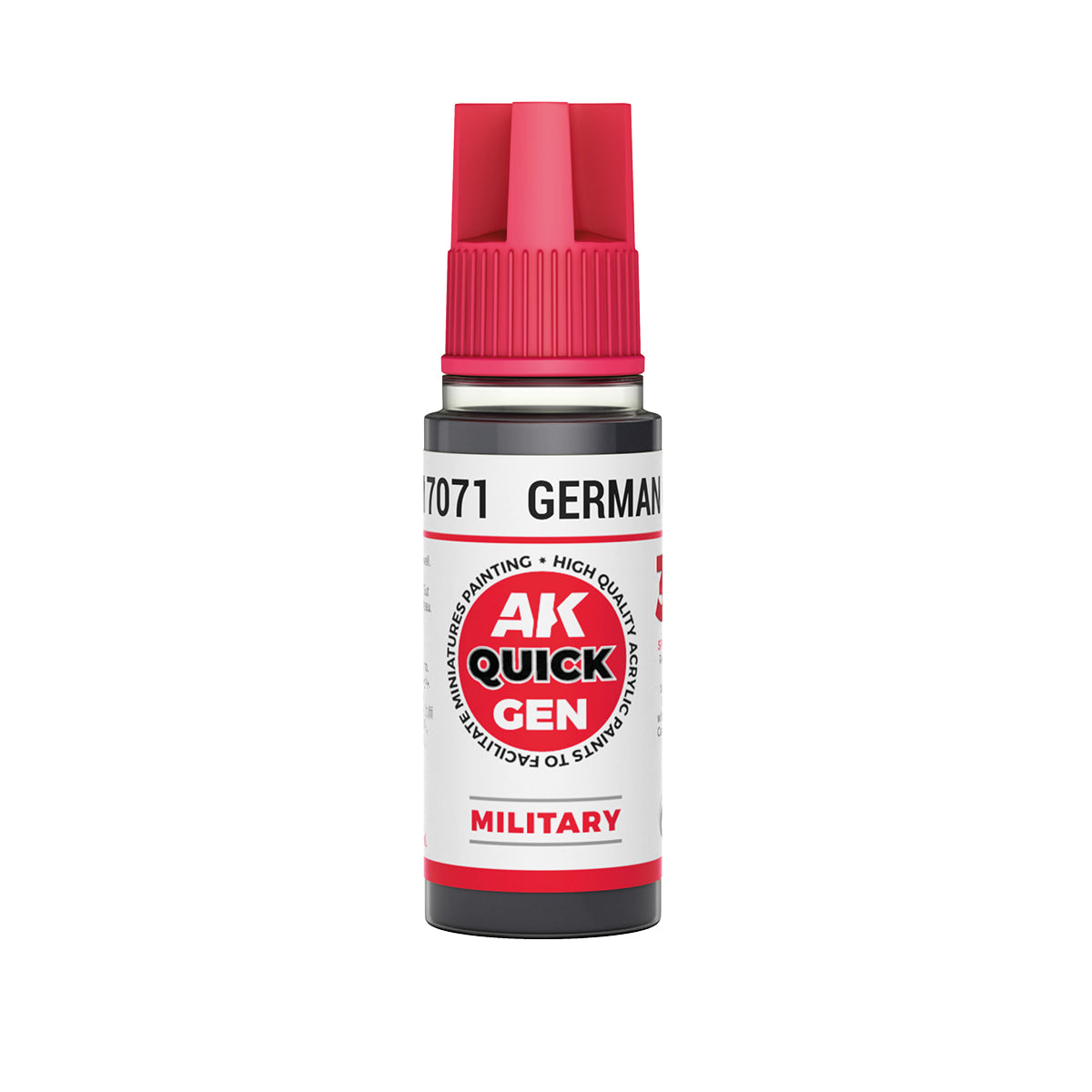 AK Interactive Quick Gen German Grey 18ml bottle of contrast paint for military models and weathered effects.