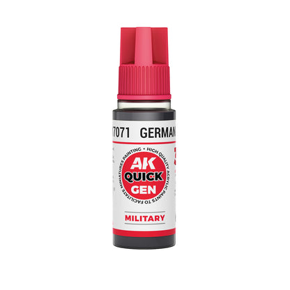 AK Interactive Quick Gen German Grey 18ml bottle of contrast paint for military models and weathered effects.