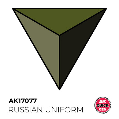 AK Interactive Quick Gen Russian Uniform showcasing a green tone with brown undertones for realistic miniature painting.