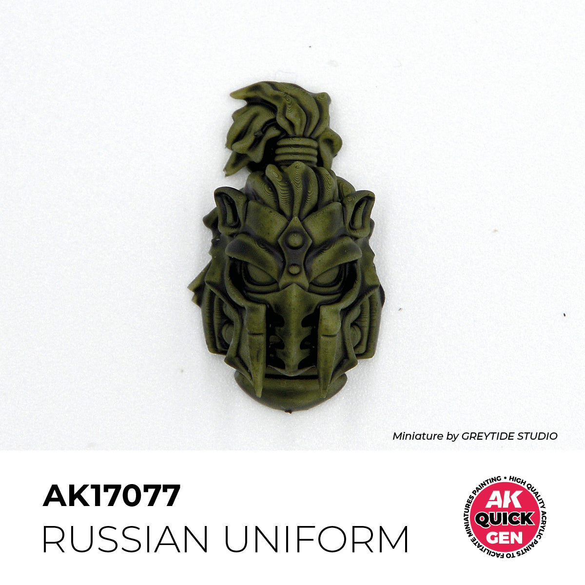 AK Interactive Quick Gen Russian Uniform miniature painted in olive-green with brown undertones for weathered military detail.