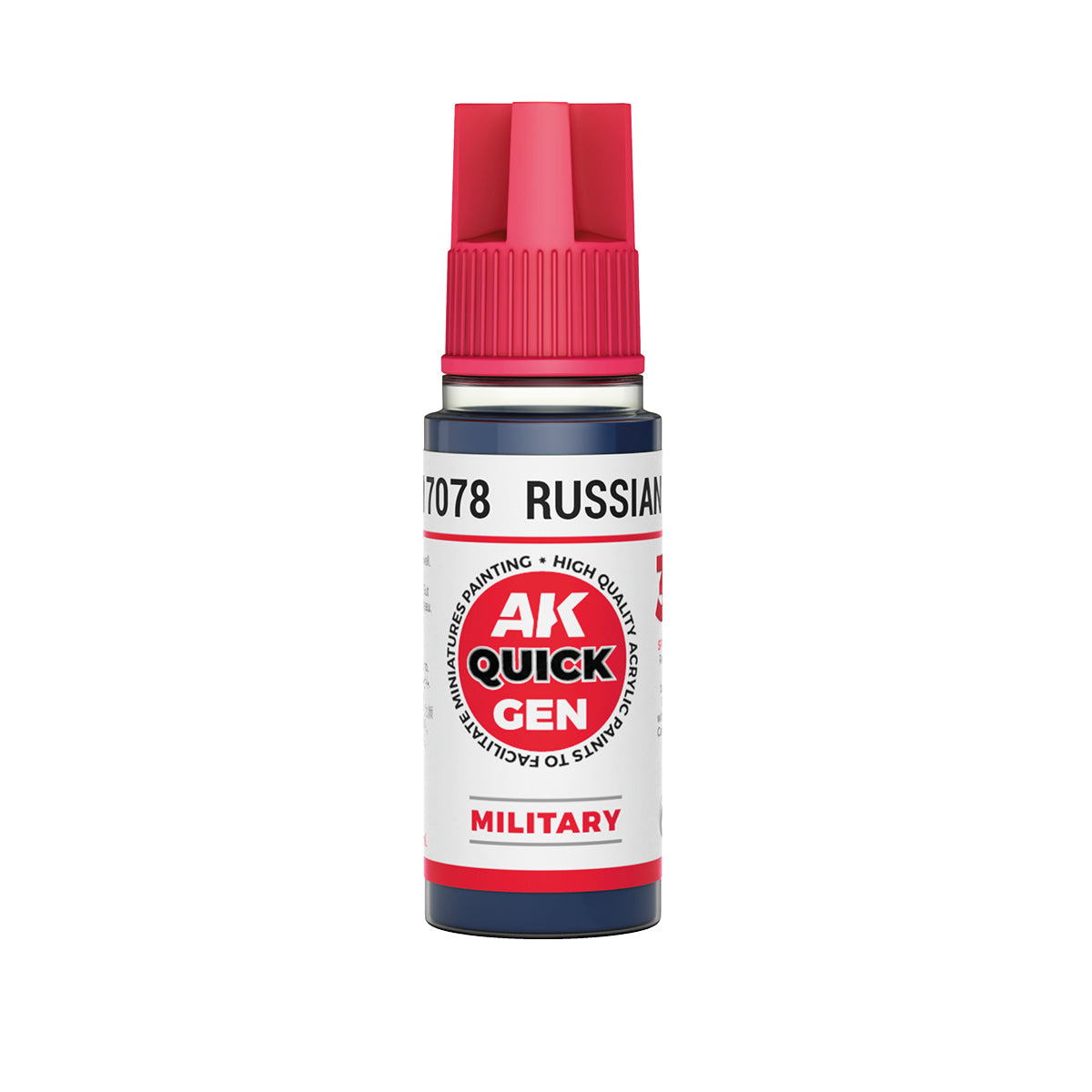 AK Interactive Quick Gen Russian Blue 18ml bottle matte cold blue paint for military and fantasy miniatures.