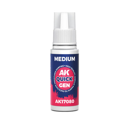 AK Interactive Quick Gen Medium clear acrylic paint extender for glazing, blending, and smooth paint transitions in miniature painting.