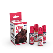 AK Interactive Quick Gen Demons Set with vivid reds and dark tones for fantasy miniatures and infernal effects.