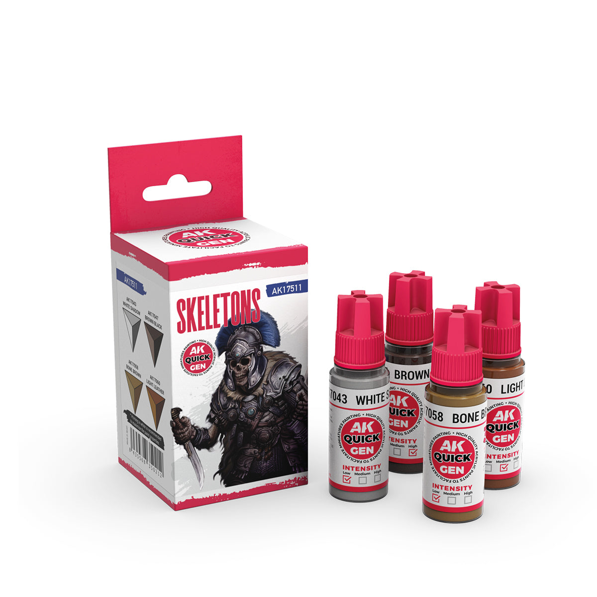 AK Interactive Quick Gen Skeletons Set with bone, ivory, and worn fabric tones for undead miniatures and ruined environments.