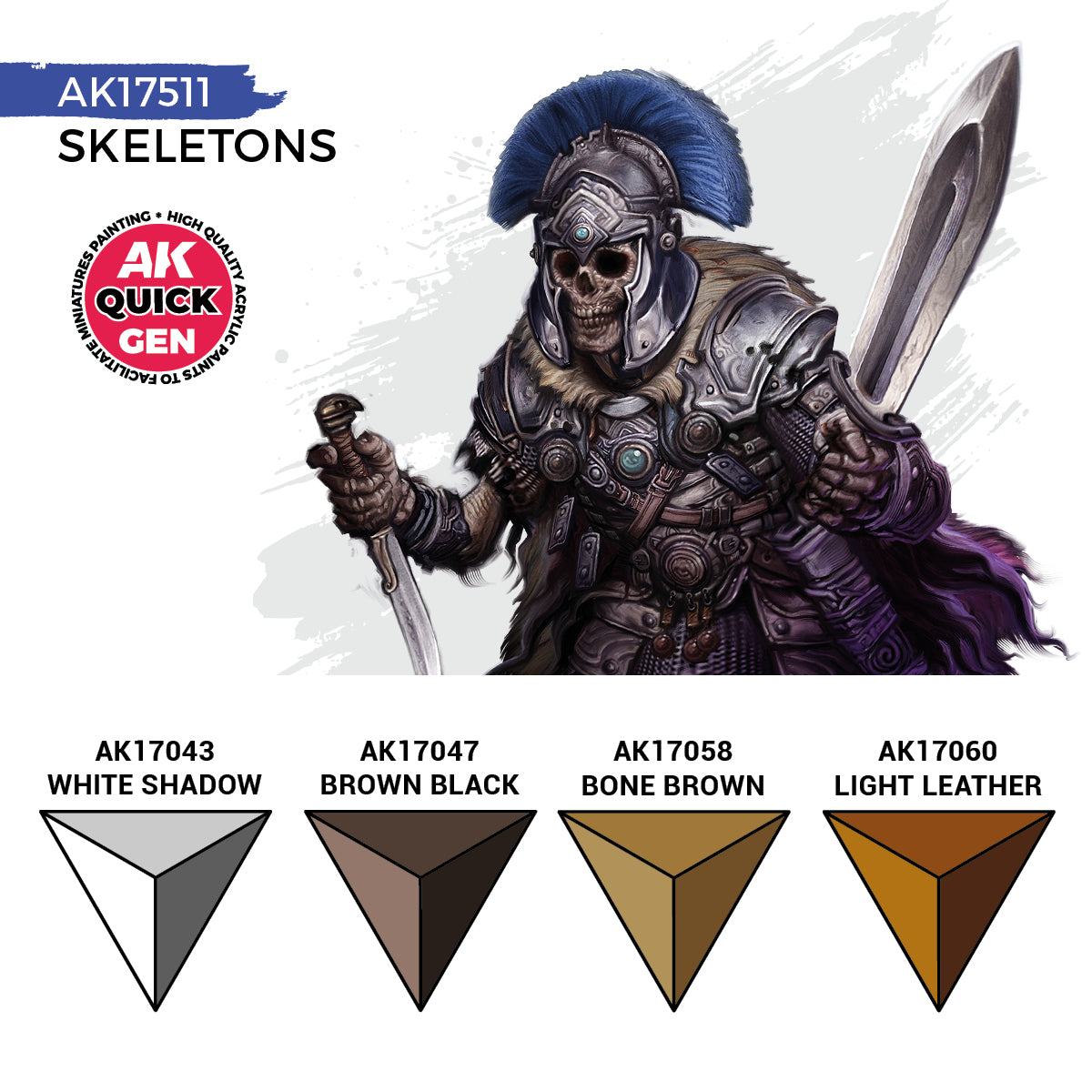 AK Interactive Quick Gen Skeletons Set with bone, ivory tones for undead miniatures, necromantic armies, and ruined environments.