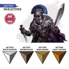 AK Interactive Quick Gen Skeletons Set with bone, ivory tones for undead miniatures, necromantic armies, and ruined environments.