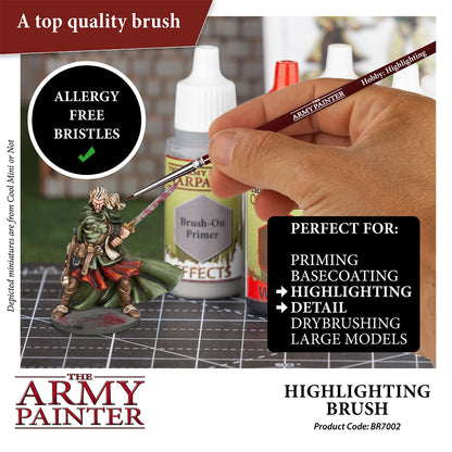 The Army Painter Hobby Paint Highlighting Brush with sharp tip and high-quality taklon bristles for detailed miniature highlights.