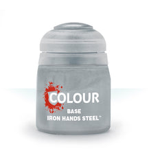 Citadel Base Iron Hands Steel base paint by Games Workshop offers rich coverage with a matte finish in a 12ml pot.