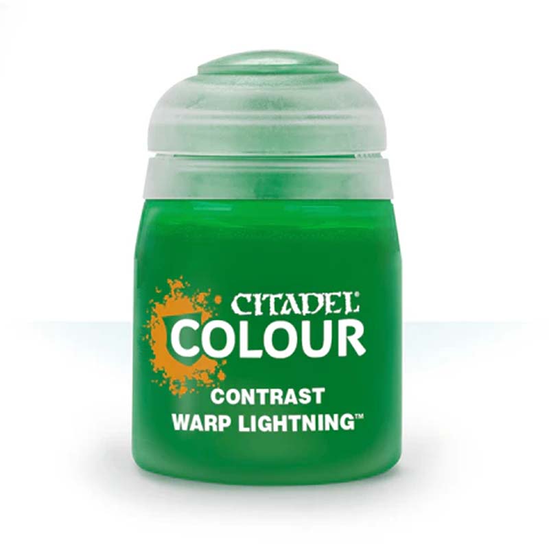 Citadel Contrast Warp Lightning 18ml pot for painting miniatures with vivid Contrast paint effects tutorial.