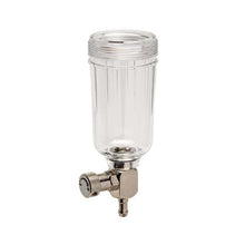 Clear Moisture Trap Cup W/Bl Valve (Older IS850) with metal valve attachment for moisture collection and drainage.