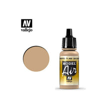 Vallejo Model Air US Desert Pink acrylic paint bottle with sample color swatch for scale modeling and airbrush use