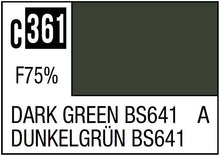 Mr. Color Dark Green BS641 sample swatch showing deep, rich green shade for precise color matching.