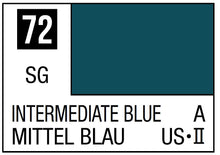 Mr. Color Intermediate Blue 72 swatch showing a deep teal shade for modeling and hobby painting.