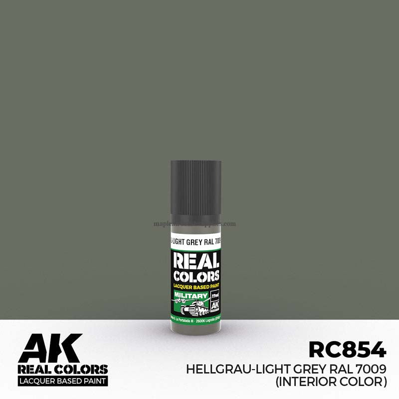 AK Interactive Real Colors Hellgrau-Light Grey RAL 7009 17 ml lacquer paint for military model interiors.