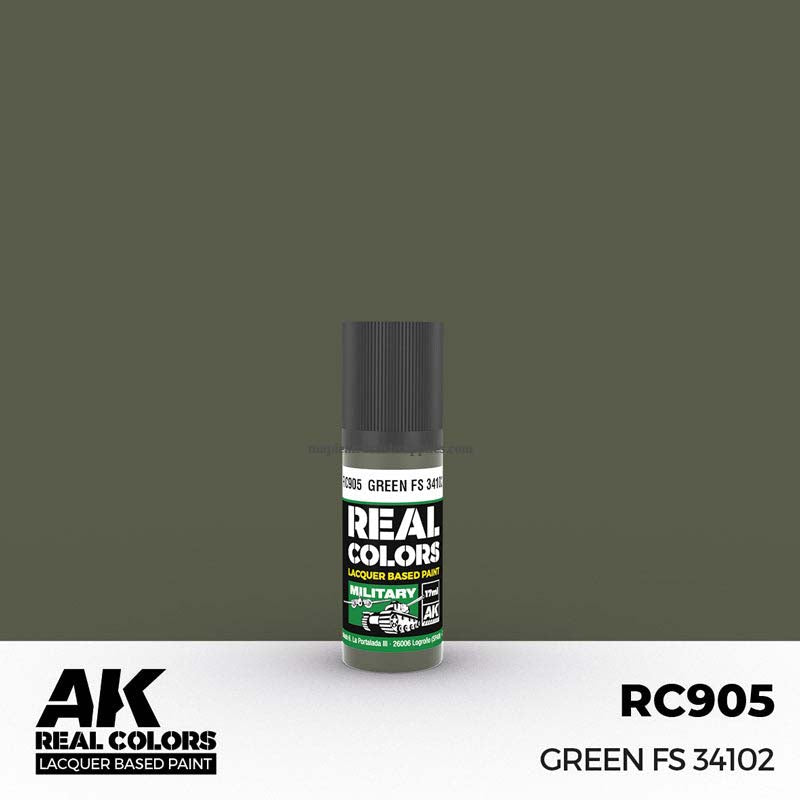 AK Interactive Real Colors Green FS 34102 lacquer paint for authentic military model weathering and detailing.