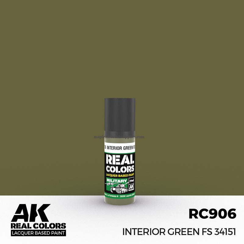 AK Interactive Real Colors Interior Green FS 34151 durable lacquer paint for accurate military model detailing and weathering effects