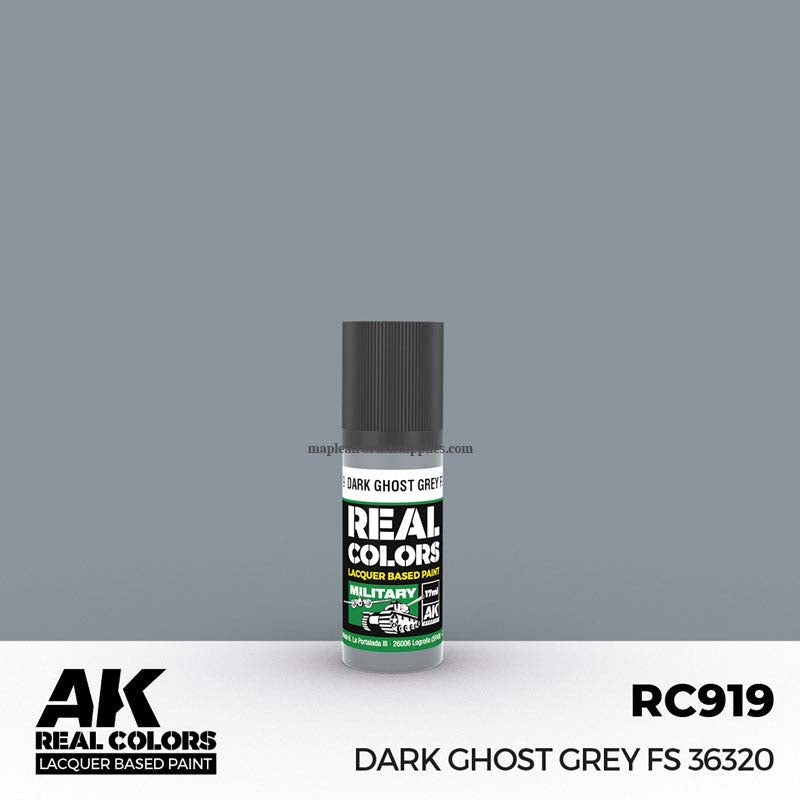 AK Interactive Real Colors Dark Ghost Grey FS 36320 lacquer paint for detailed military model weathering.