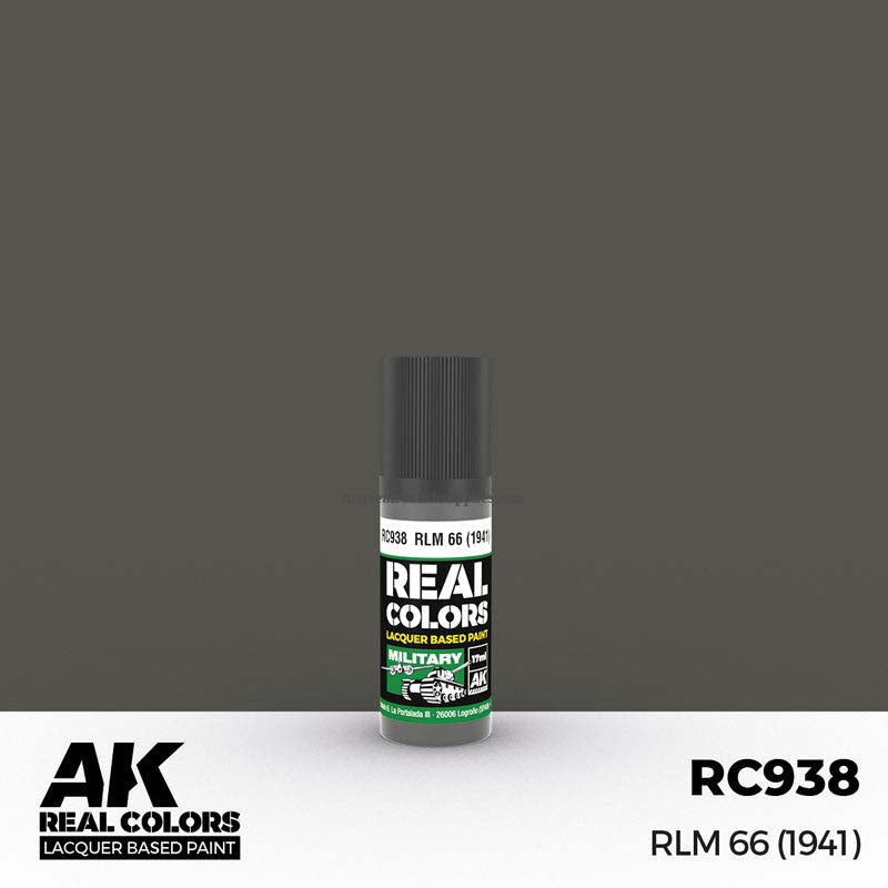 AK Interactive Real Colors RLM 66 (1941) lacquer paint bottle for authentic military model detailing.