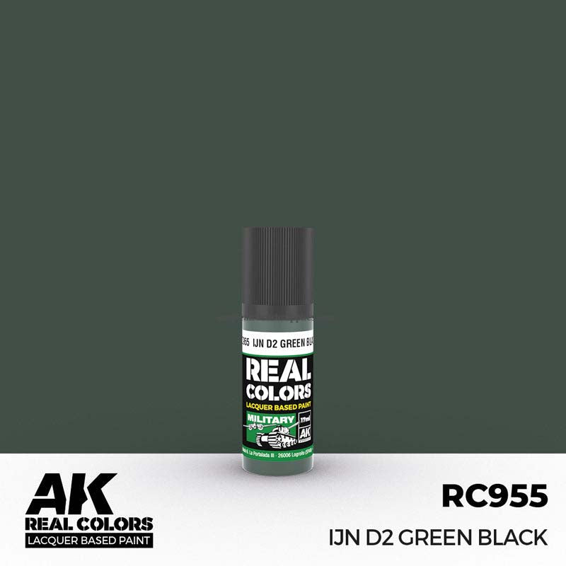 AK Interactive Real Colors IJN D2 Green Black lacquer paint bottle showcasing durable, historically accurate military color.