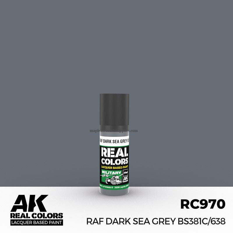 AK Interactive Real Colors RAF Dark Sea Grey BS381C/638 lacquer paint for scale model military weathering and detailing.