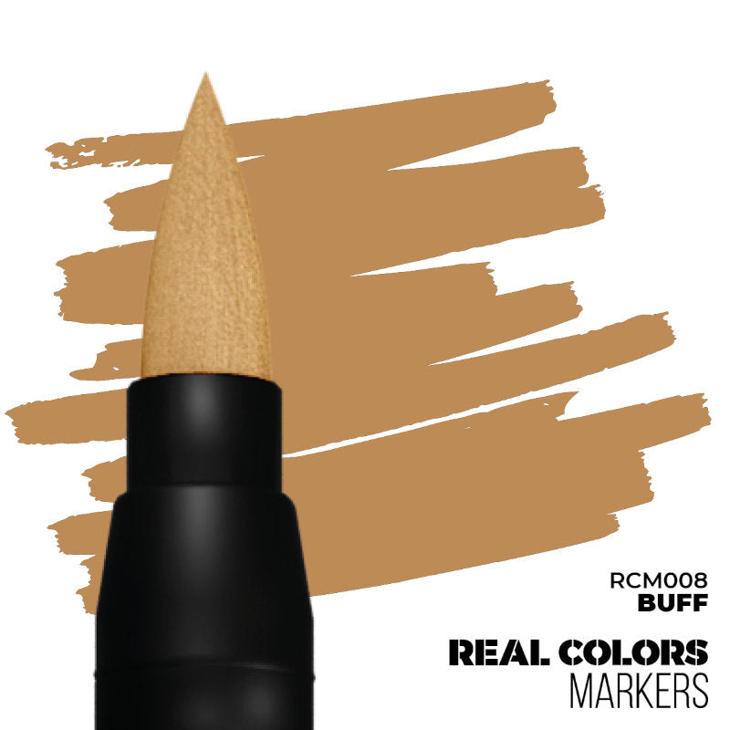 AK Interactive Paint Pens Buff with precision tip for base coats on plastic, resin, wood, metal with waterproof matte finish.