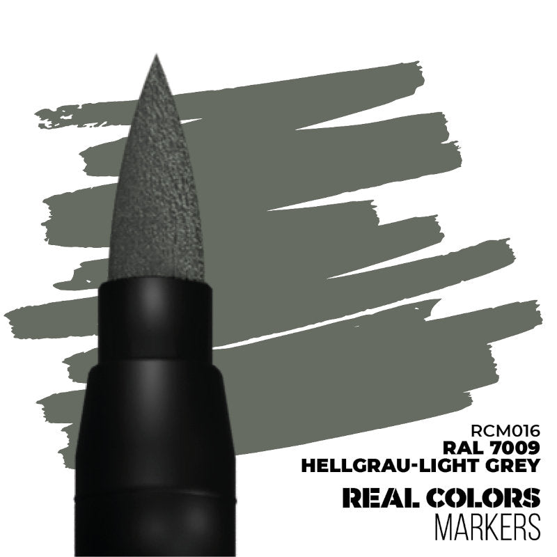 AK Interactive Paint Pens RAL 7009 Hellgrau-Light Grey with matte finish for precise base-coats on plastic, resin, metal, and wood.