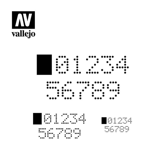 Vellejo Scale Model Stencil Digital Numbers                         
