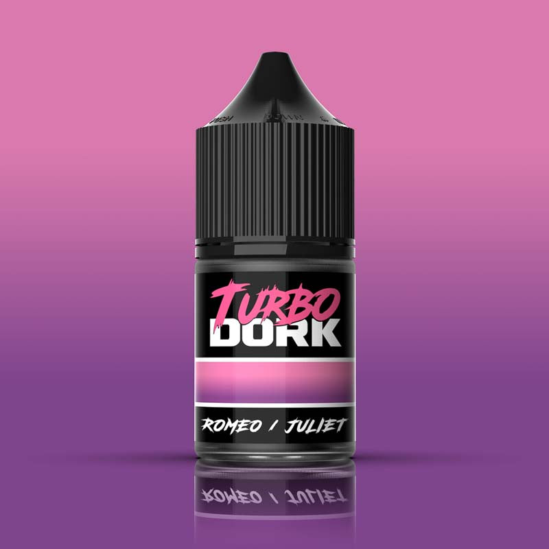 Turbo Dork Romeo Juliet ZeniShift 22ml acrylic paint bottle with pink and purple color gradient label.