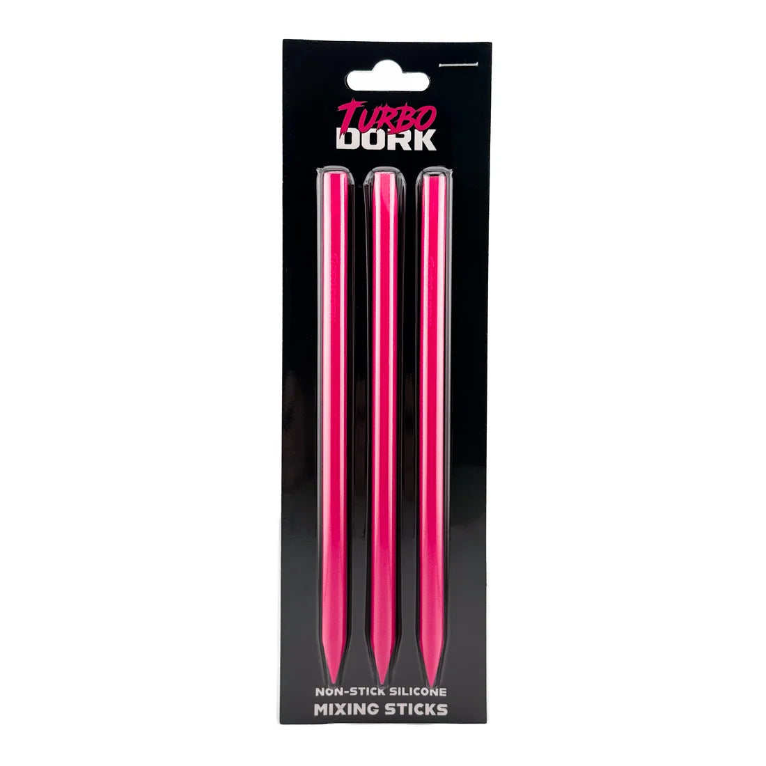 Silicone Paint Mixing Sticks Set with three reusable black, pink, and blue sticks for easy paint mixing and cleanup.