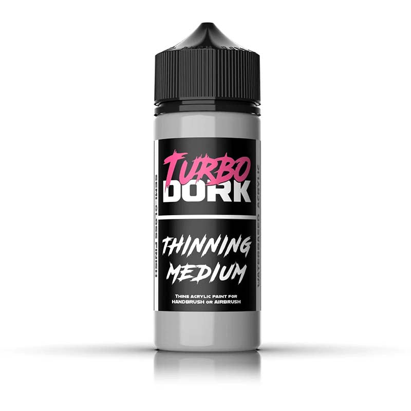 Turbo Dork Thinning Medium 120ml bottle for easy paint flow and smooth application with airbrush or handbrush.