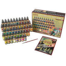 The Army Painter Speedpaint Mega Set 2.0+ with 50 bottles, metallics, medium, brush, and painting guide.