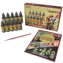 The Army Painter Speedpaint Metallic Set 2.0 with ten metallic paints, brush, and painting guide for miniatures.